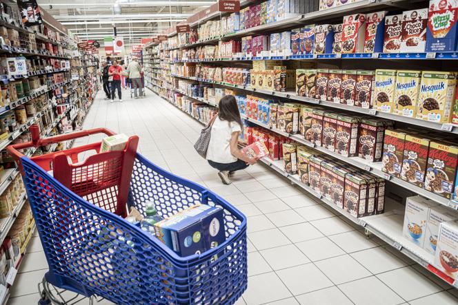 Cereal aisle in a supermarket in Rennes, France, May 25, 2023.