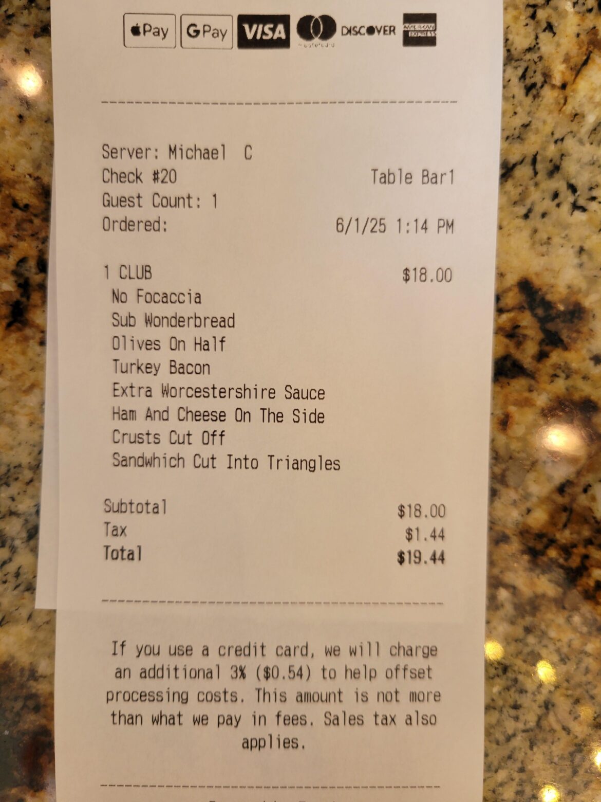 Rang in this morning at my buddy's bar