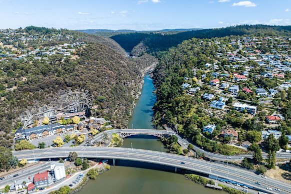 Launceston’s Cataract Gorge – Stillwater Seven is bottom left on the waterfront.