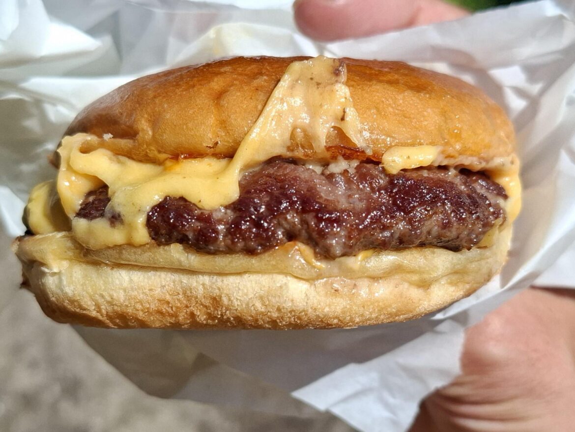 Cheeseburger, just pickles and jalapenos