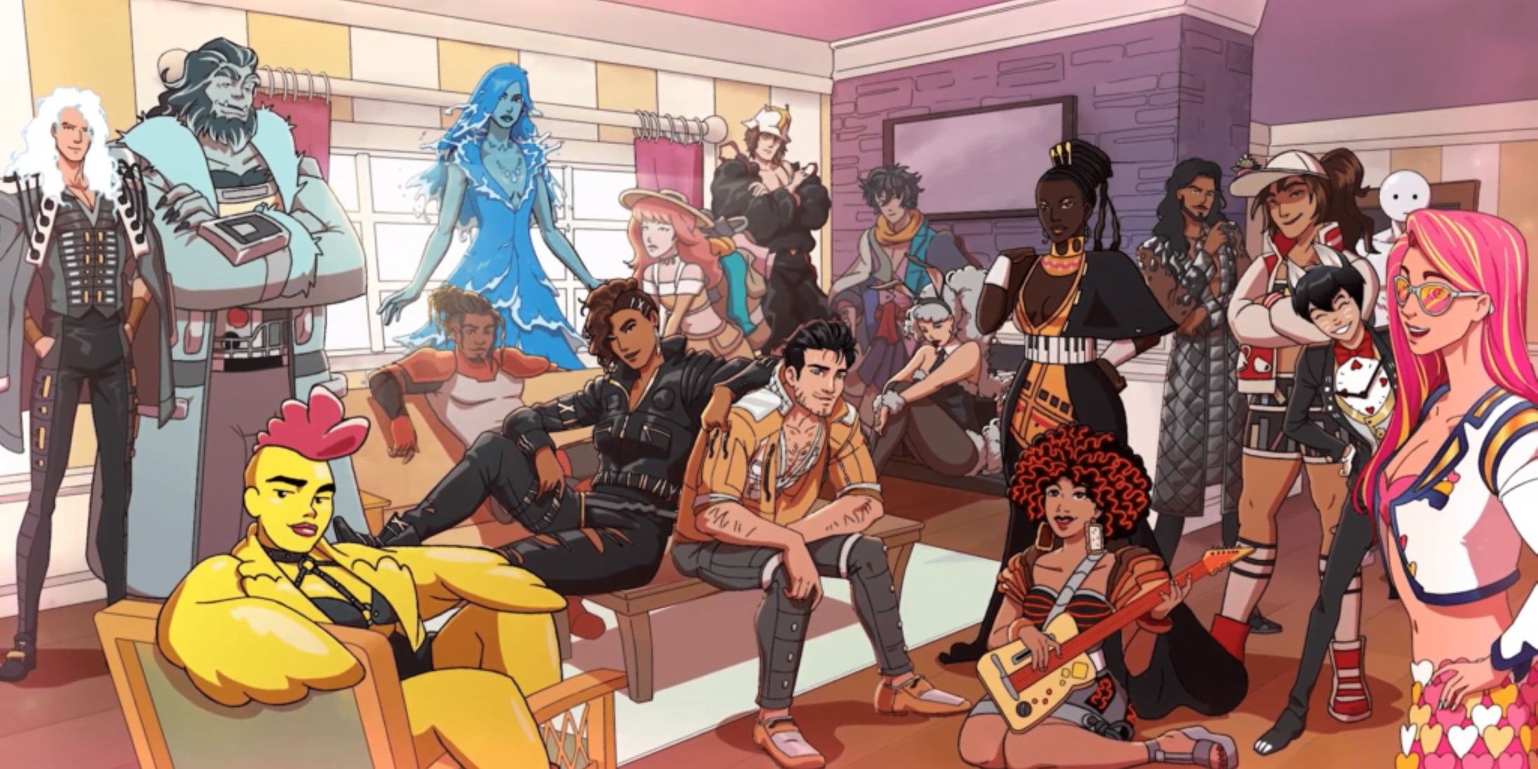 date everything characters group photo