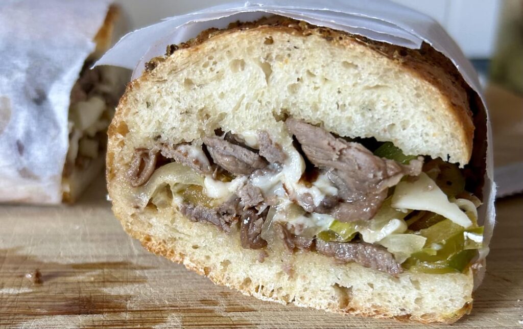 Cheesesteak on homemade bread