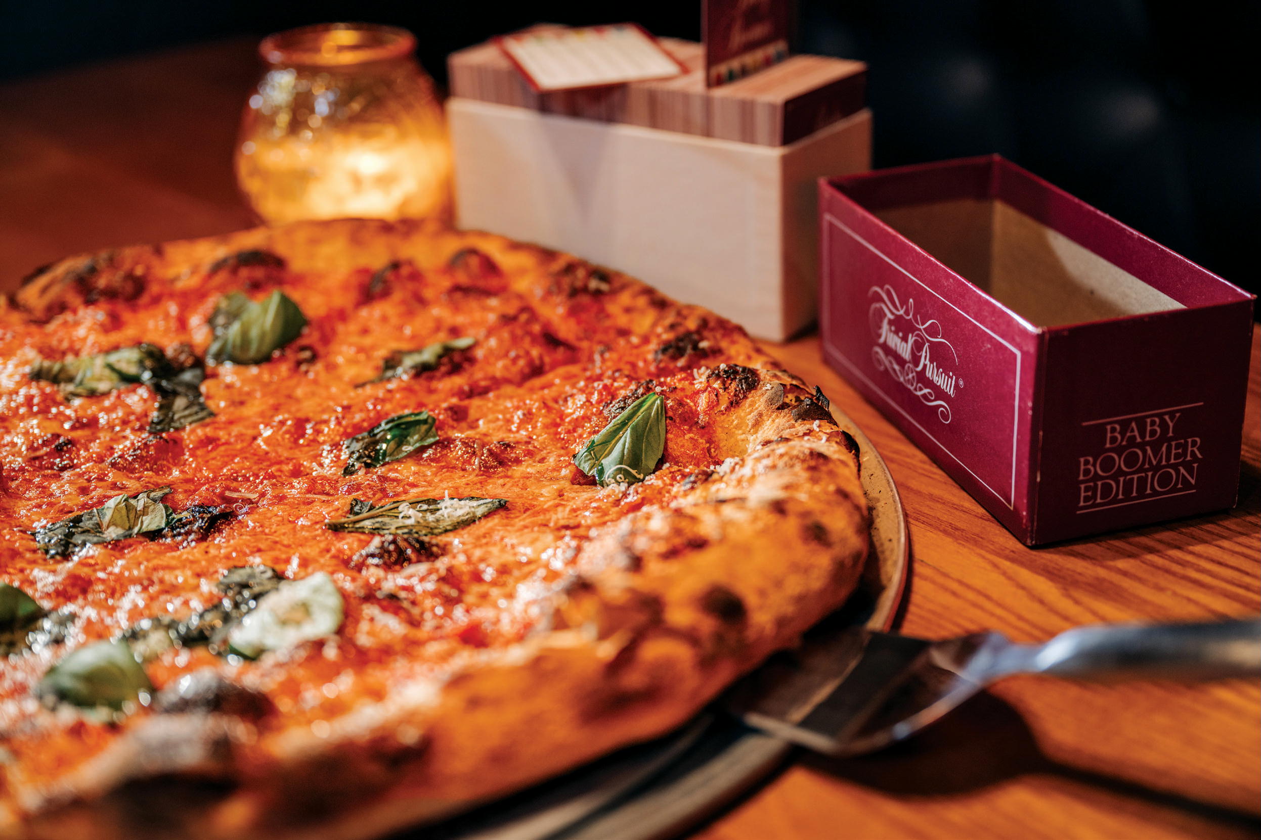 Nick’s Pizza Parlor & Bar is a throwback to family-friendly parlors with a slice of fun. It has games and an arcade area, but people come for the pizza—tomato pie, Detroit, circle, “grandma,” and Sicilian.