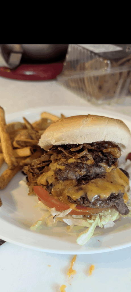 Double cheeseburger, extra grilled onions please!