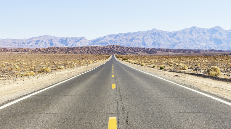 empty desert road in Death Valley National Park