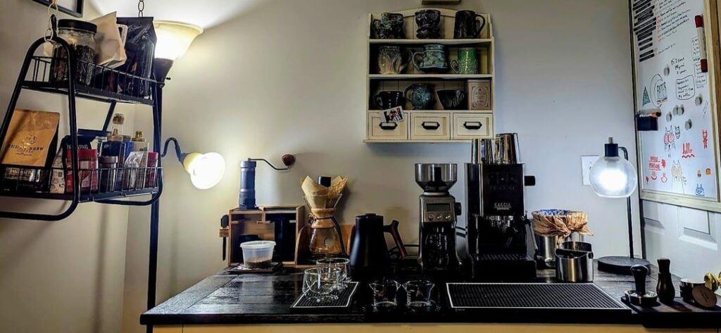 3 year progress pics.Coffee corner turned coffee wall.