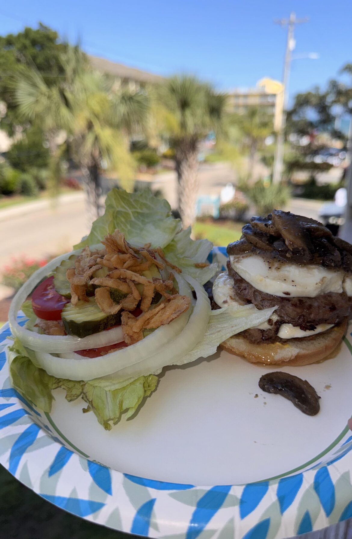 My loaded cheeseburger my husband made me!