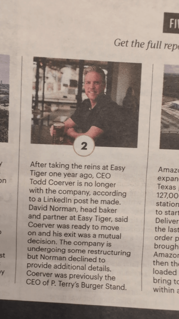 Easy Tiger CEO out after just a year