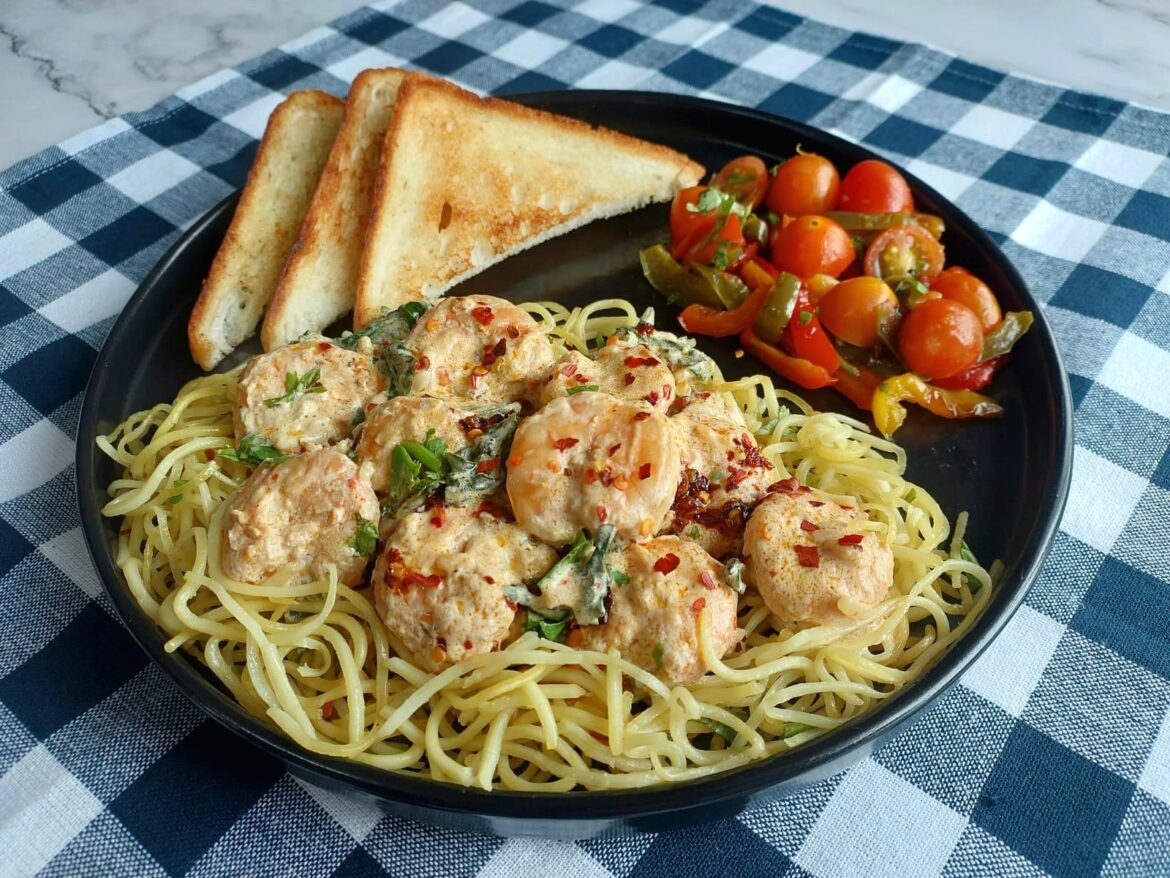 [OC] Cajun Shrimp Alfredo Pasta