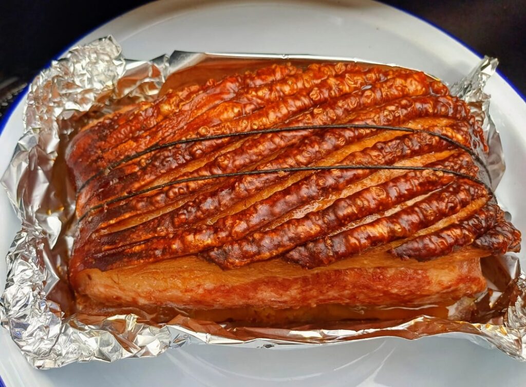 Dry cured crackling Gammon joint (Sainsbury's), roast in air fryer 205 for 30 mins then 175 for 35 mins