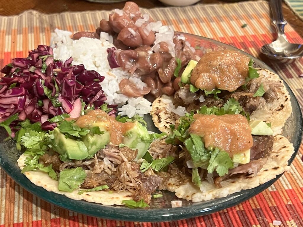 Homemade carnitas tacos