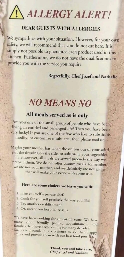 No means no - chefs what's your take on these types?