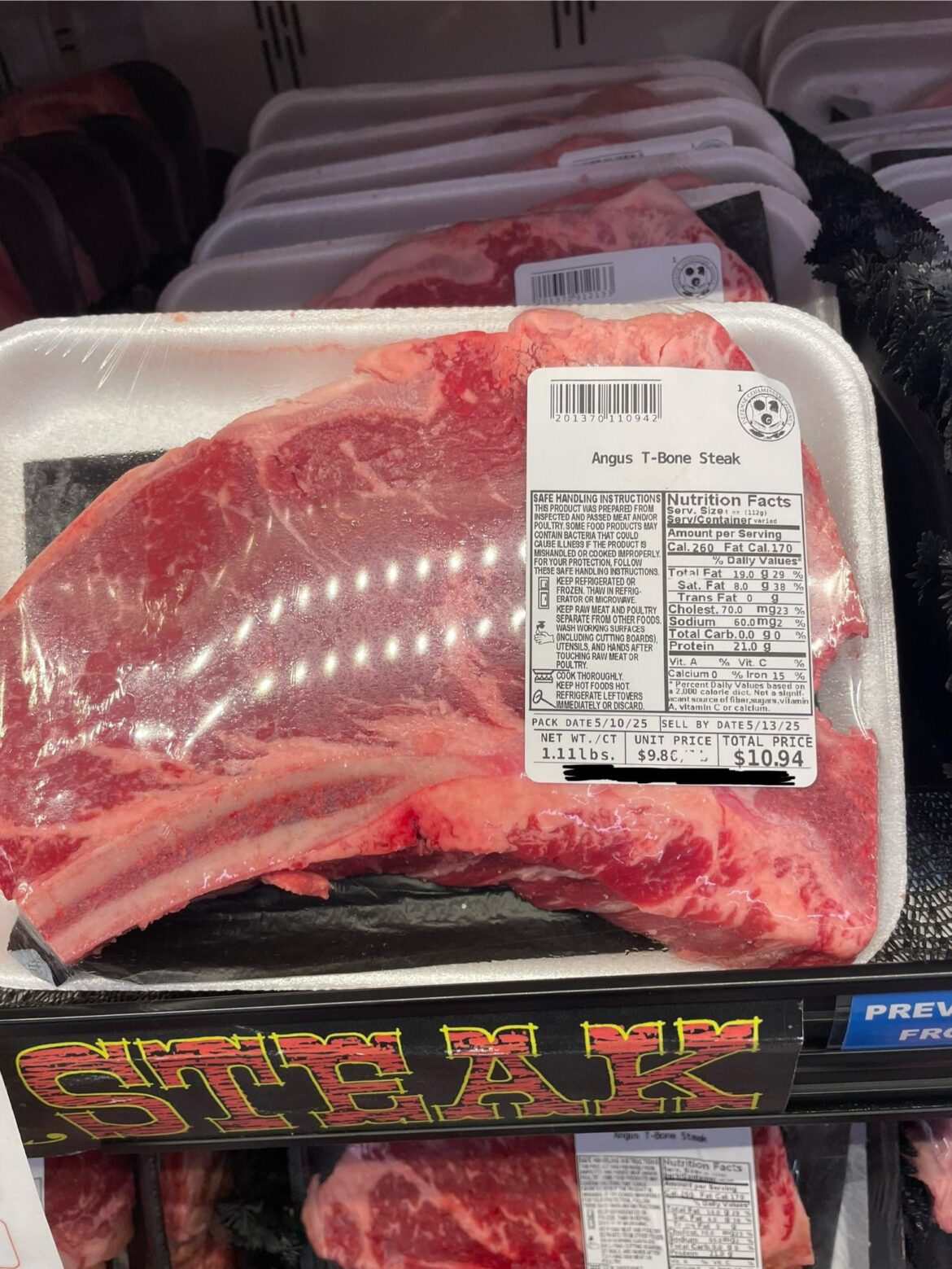 This bone-in strip they’re selling as a T-bone
