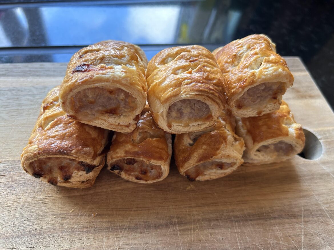 Homemade sausage rolls for lunch.
