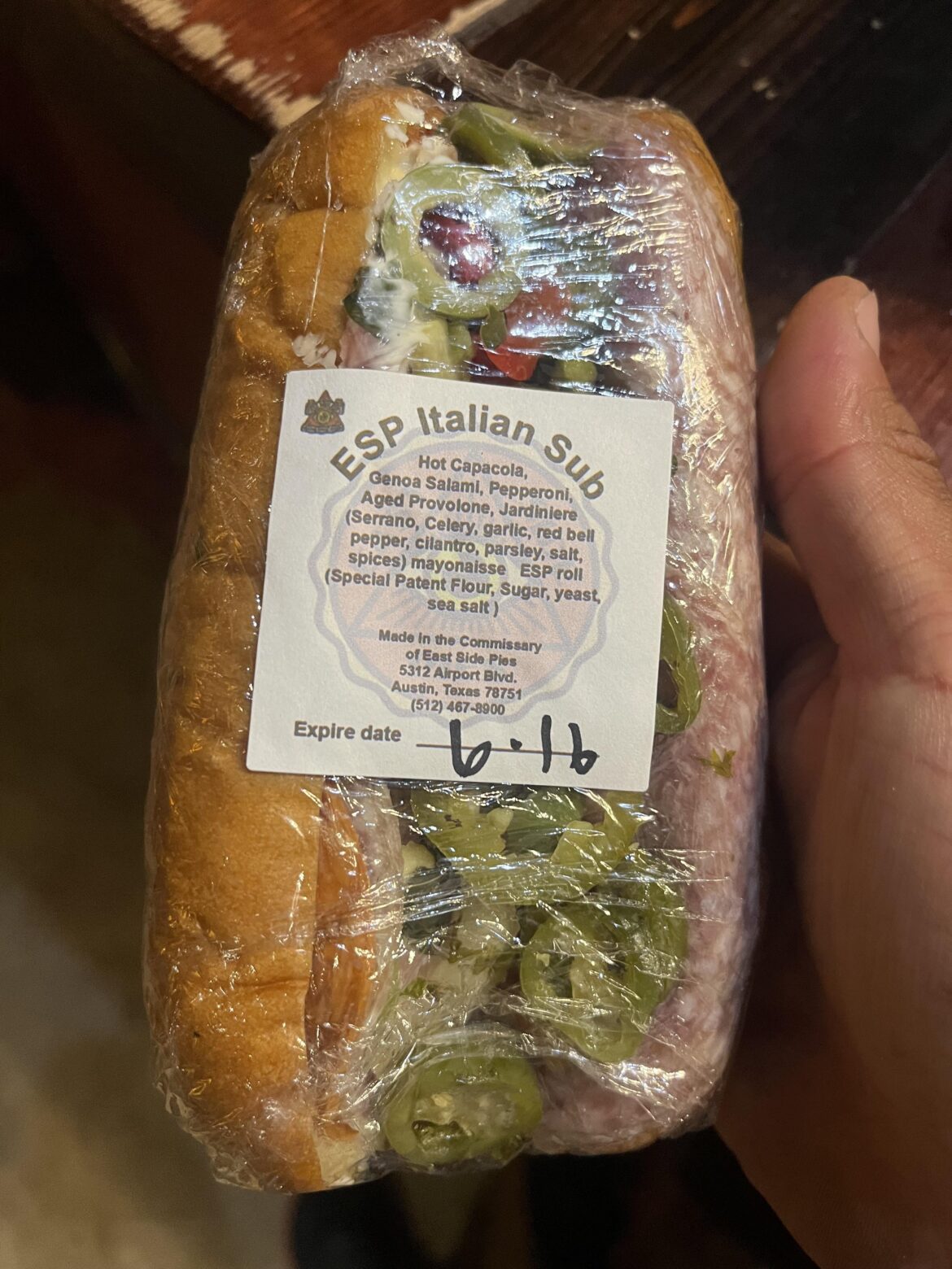 East Side Pies Italian sub sold at Epoch - the mayonnaise spread on the bread before everything else is completely unnecessary. Please someone agree with me