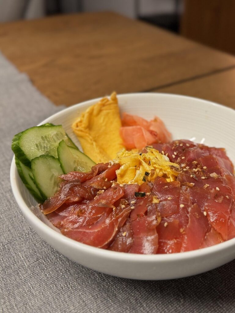 My marinated tuna & tamago and mackerel & sea bass bowls