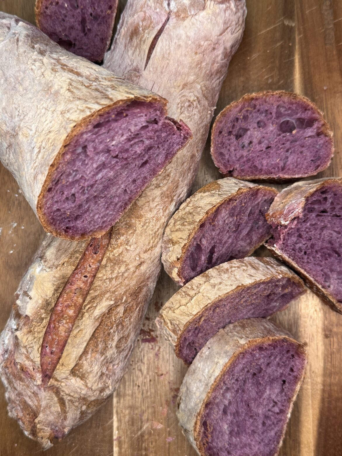 Homemade Ube Sourdough Baguettes!