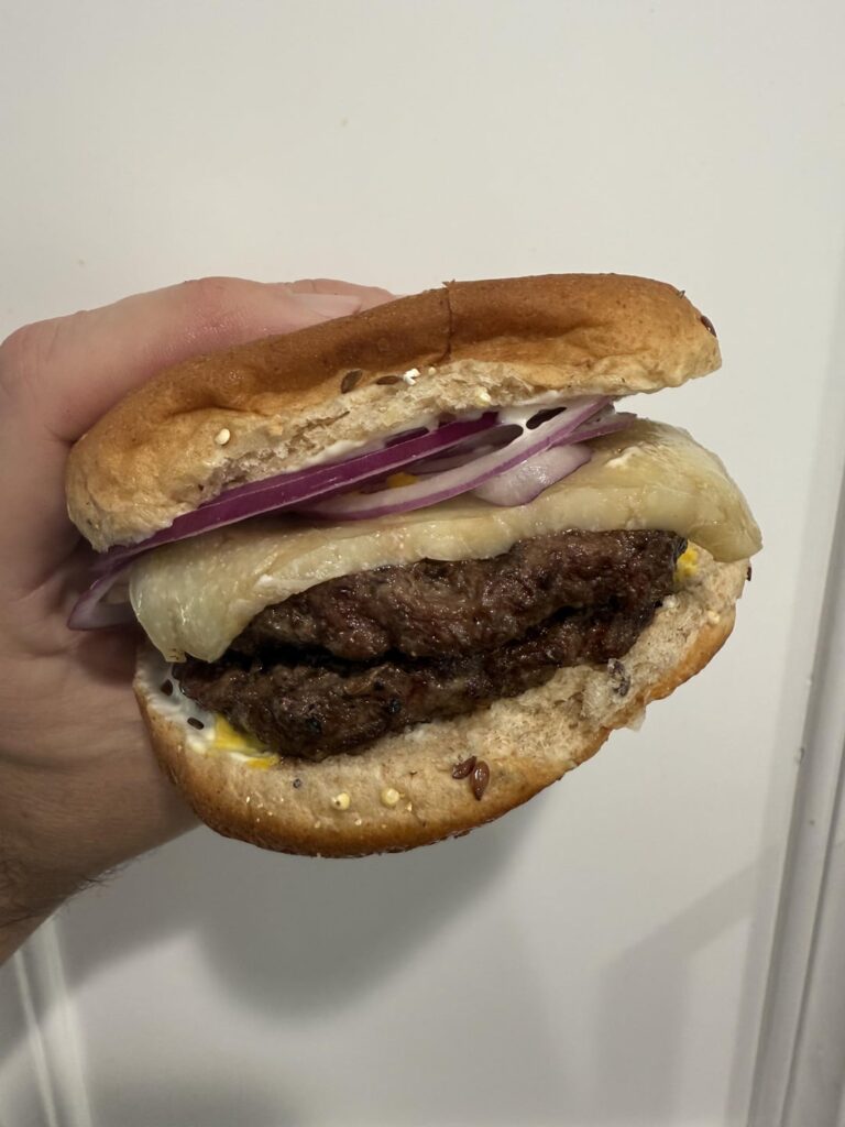 I made a double cheeseburger with balsamic onion cheese