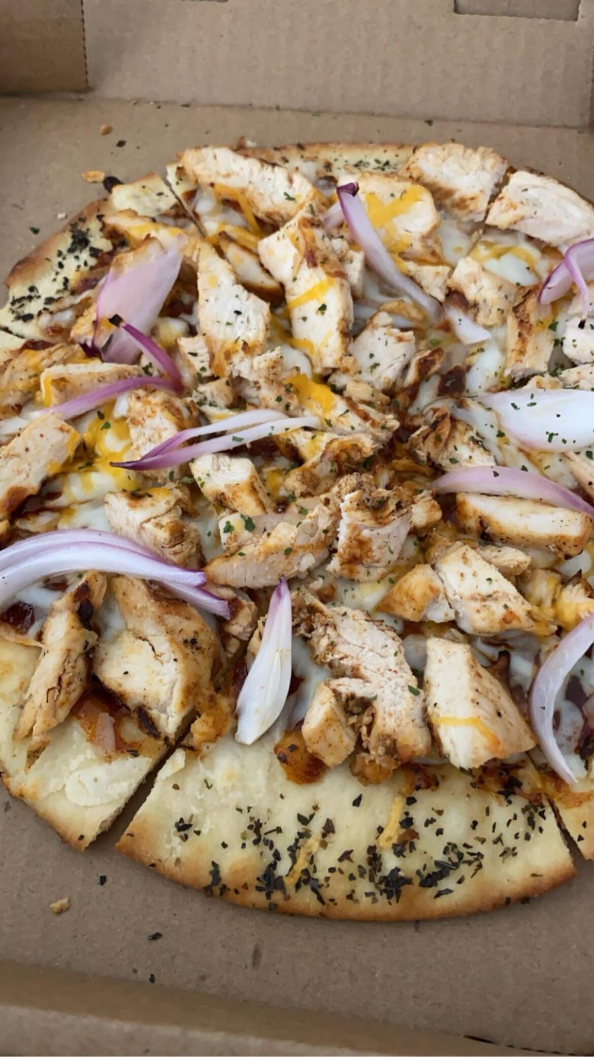 Buffalo chicken “pizza”