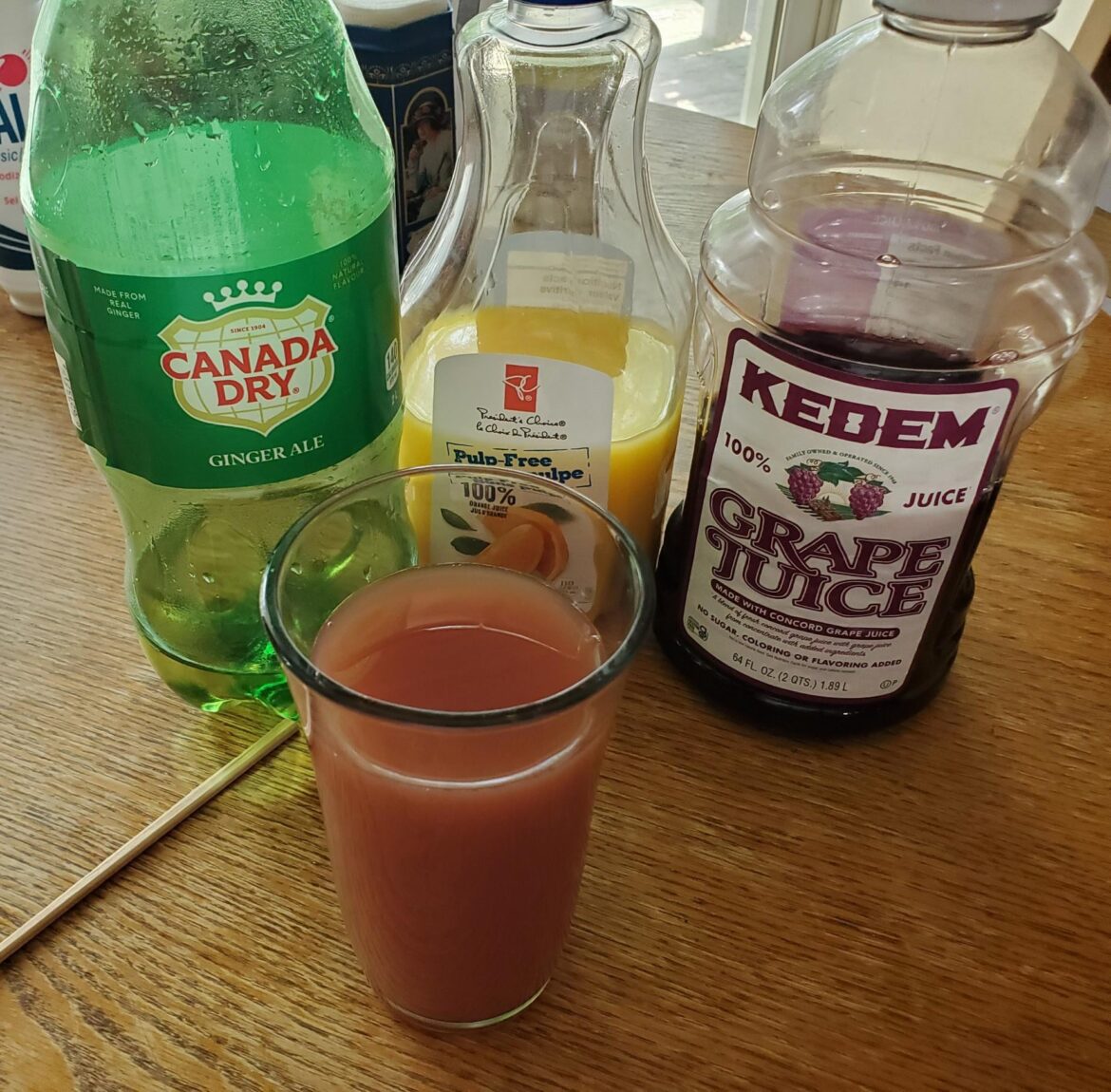 a Shirley Temple but like we only kinda had the ingredients