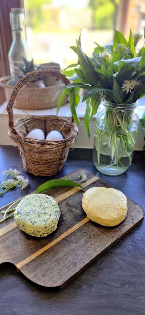 Home made salted and wild garlic butter