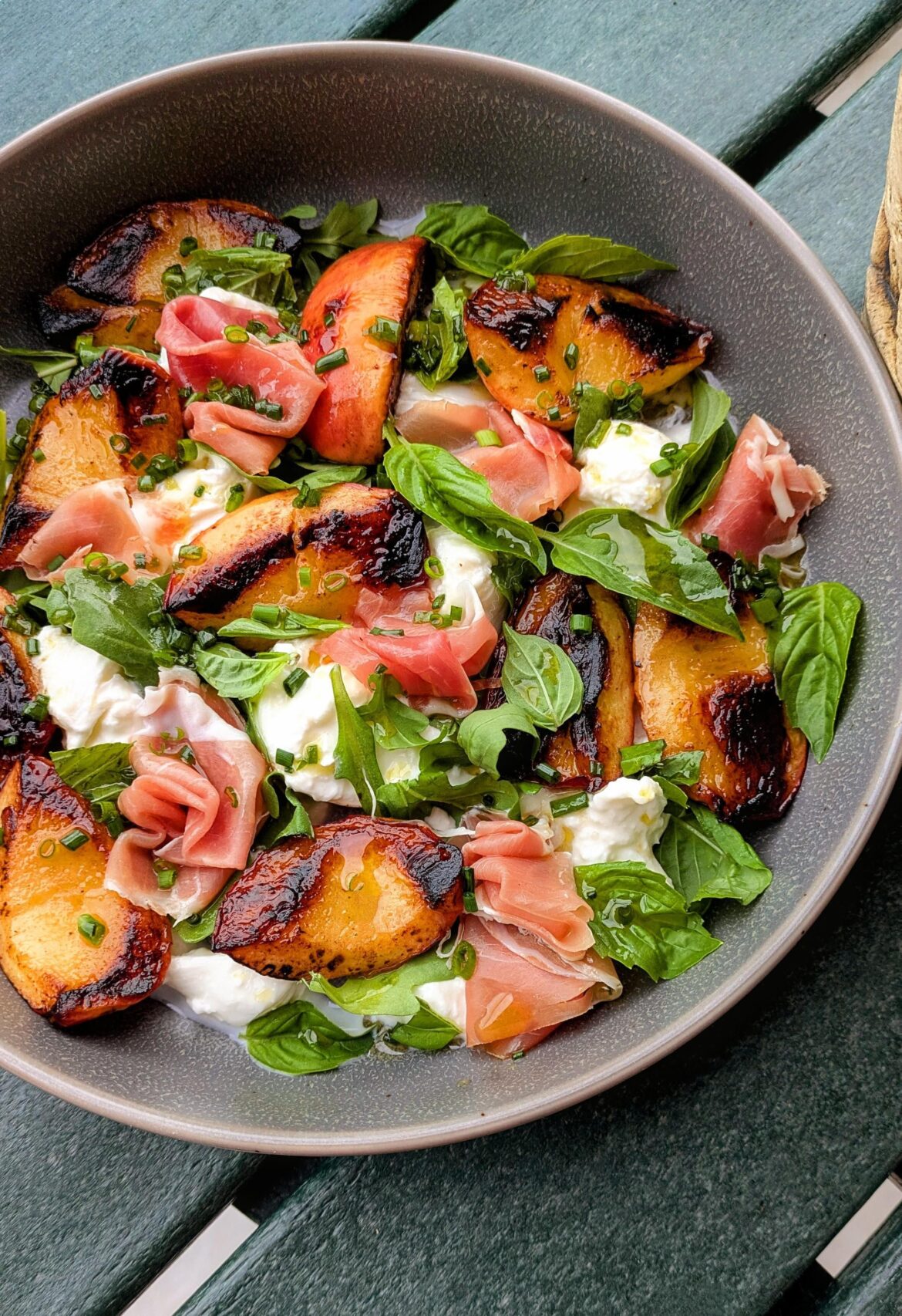 (Not Quite) Grilled Peach & Burrata Salad