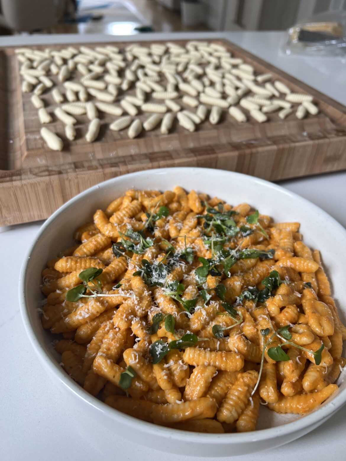 Homemade Cavatelli with Red Pepper Pesto!