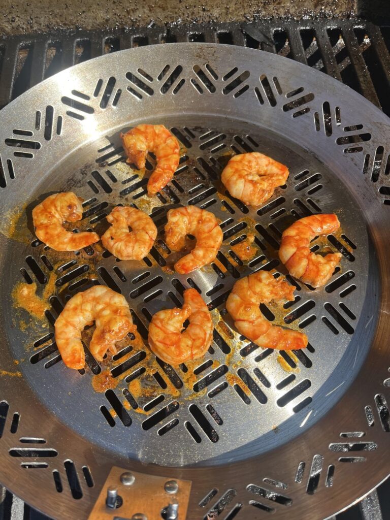 Tried to barbecue shrimp for the first time