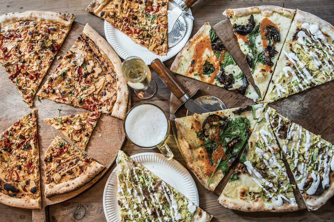 A range of delicious slices of pizza served at Homeslice Pizza in London