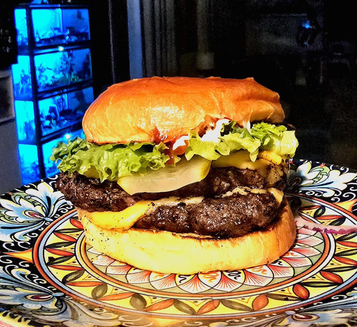 My Grilled Double Quarter Pounder. So Smoky and delicious.