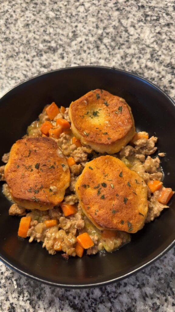 Homestyle turkey and biscuit pot pie