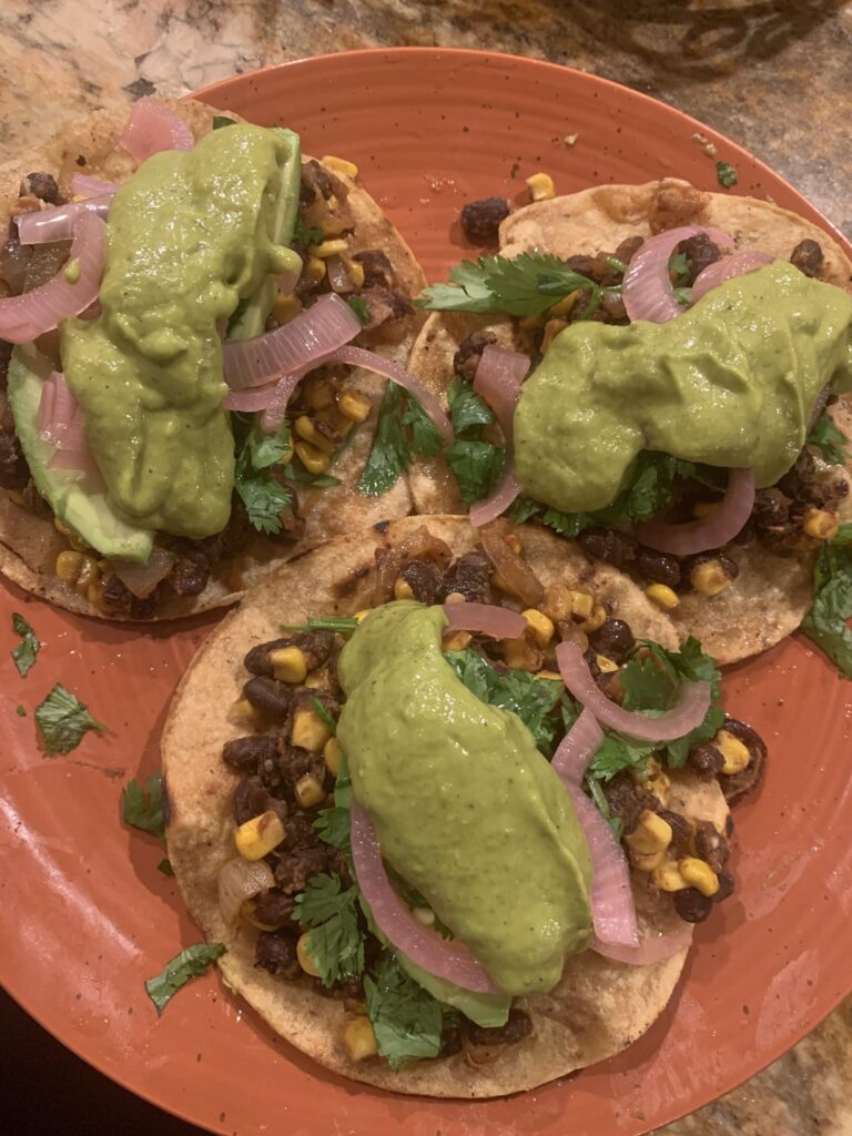 Homemade Black Bean and Corn Tacos