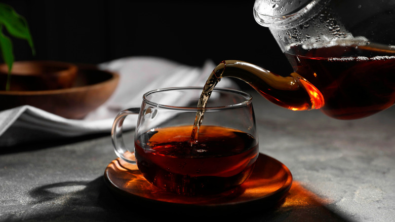 brewed pot of black tea