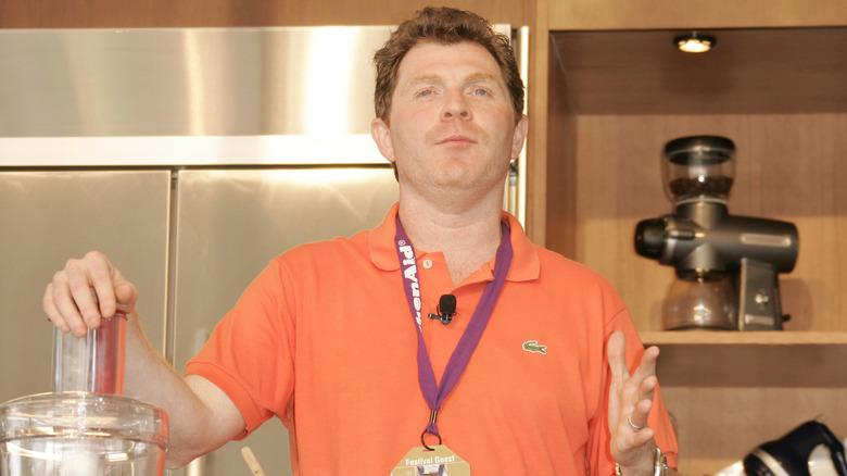 Bobby Flay using a food processor