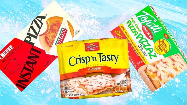 Three boxes of frozen pizzas