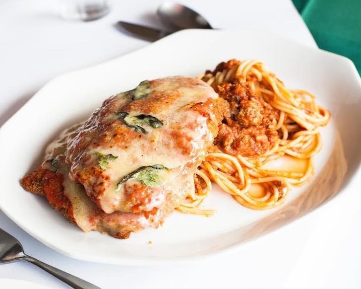 Lasagne and spaghetti at Capri Italian restaurant