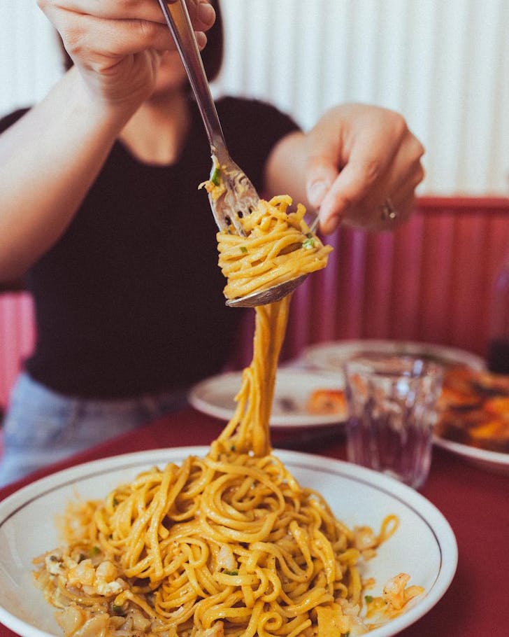 a pasta dish at Threecoins & Sons