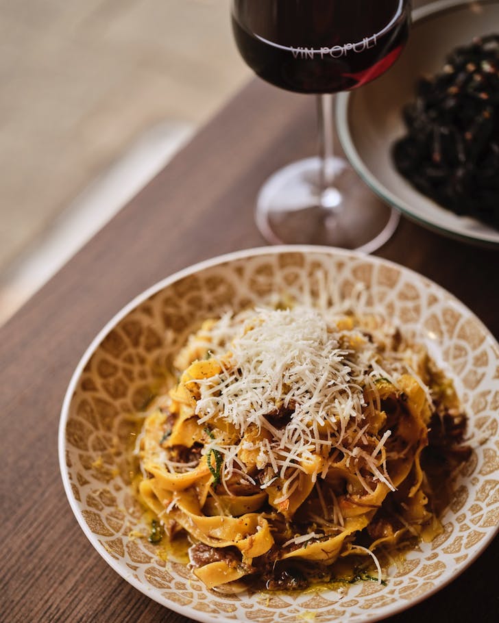 Saffron Tagliatelle with braised Ossobuco at Vin Populi