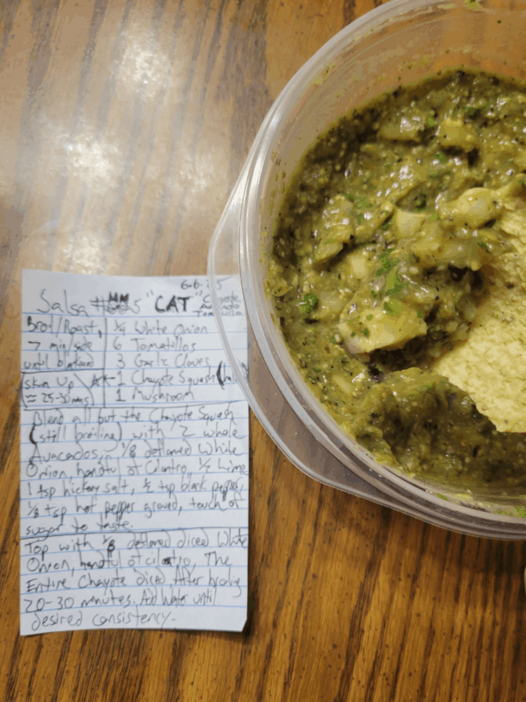 Salsa #005 "CAT" Chayote Avacado Tomatillo.