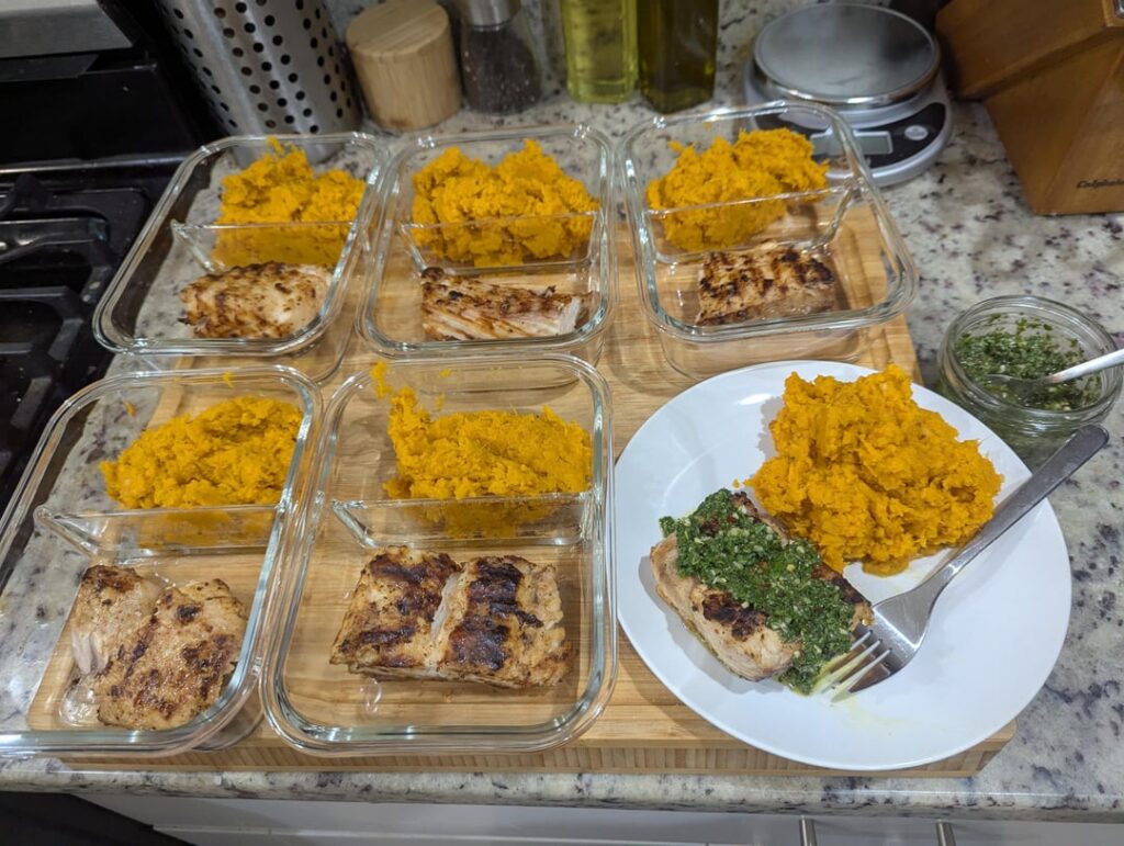 Chimichurri Grilled Mahi-Mahi with Mashed Sweet Potato