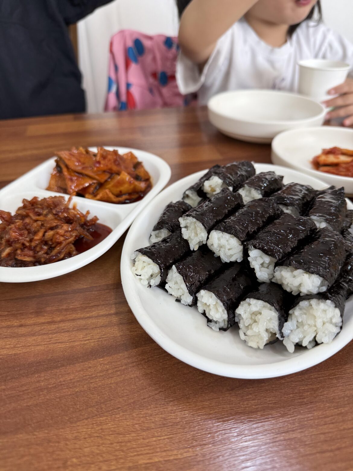 The chung-mu kimbop served with spicy seasoned squid
