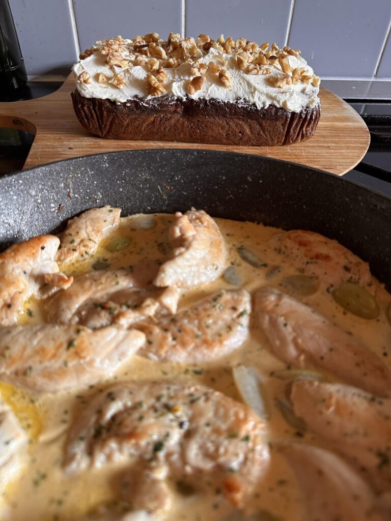 Tonight we are having chicken in white wine with grapes and my first ever carrot cake. Happy Beltane