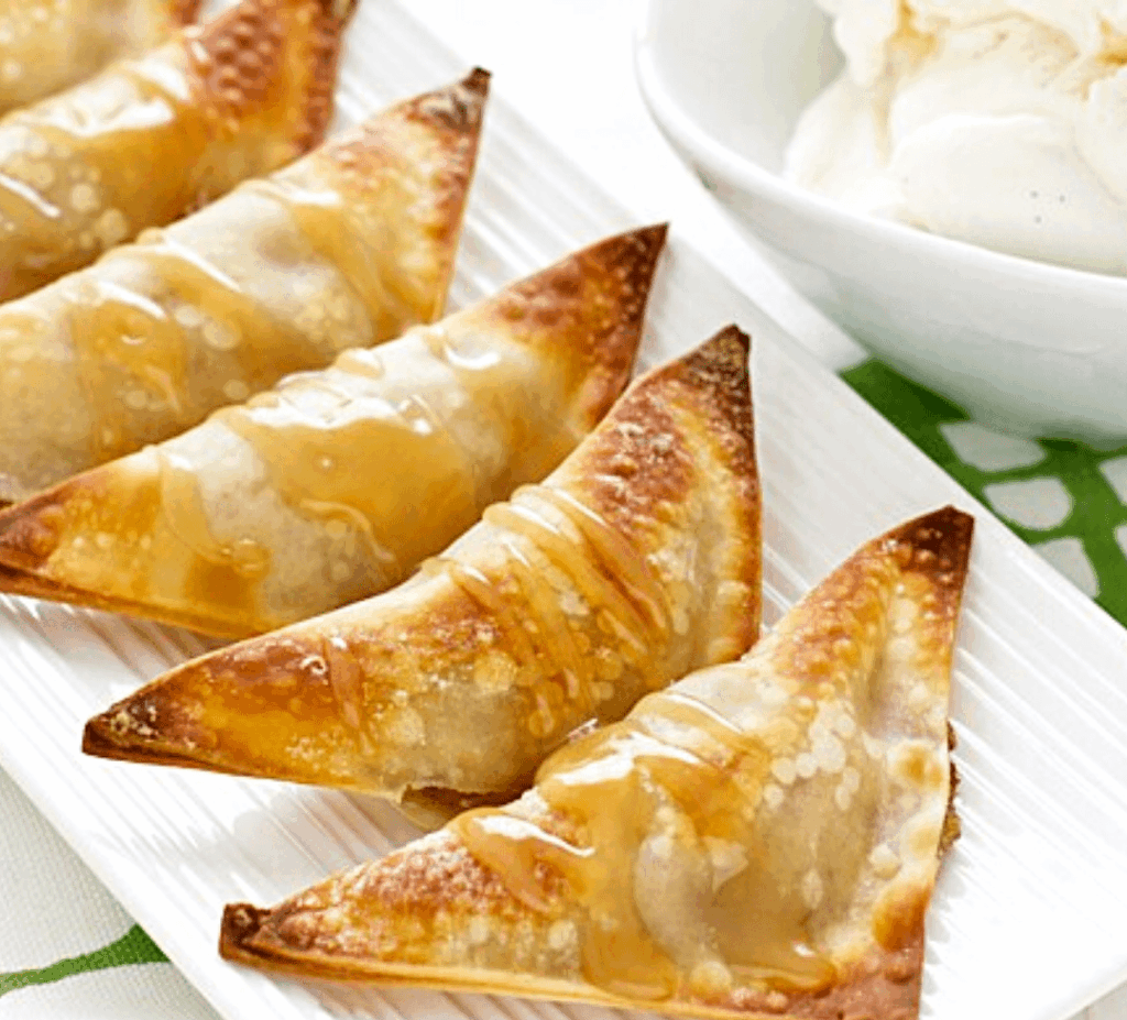Wontons with Banana and Coconut Caramel Sauce