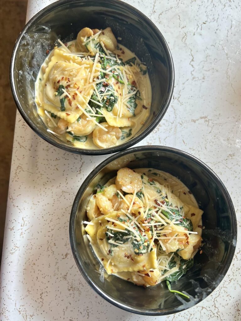 Creamy Garlic Shrimp With Ricotta Ravioli