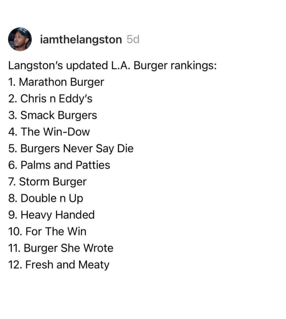 LA burger ranking…. What are your thoughts? (Repost)