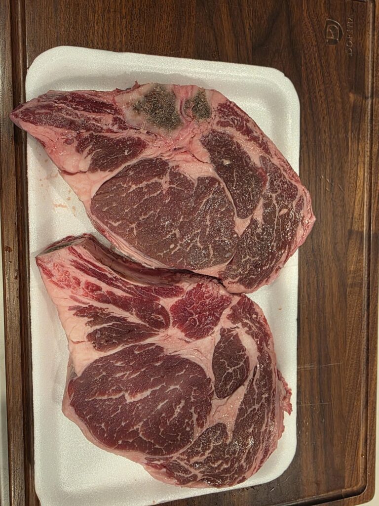 Bone-in ribeye on the gas grill. How'd I do?