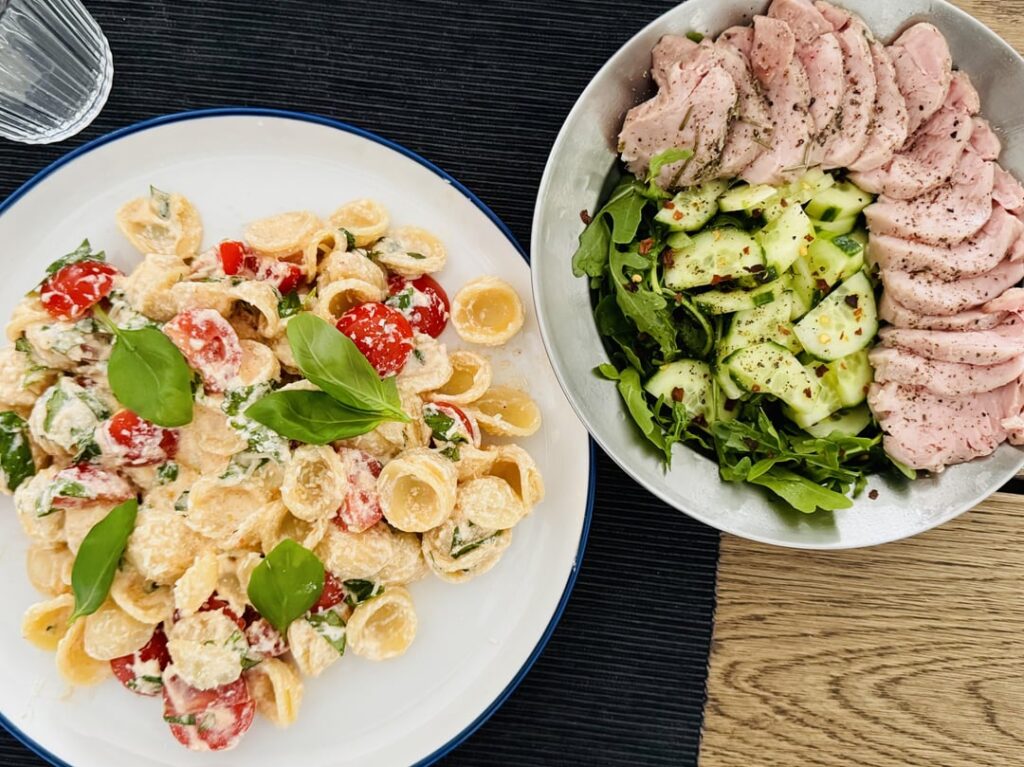 orecchiette alla crudaiola and low temp cold pork tenderloin salad
