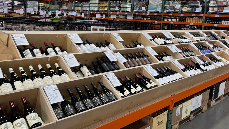 Bins of red wine at Costco