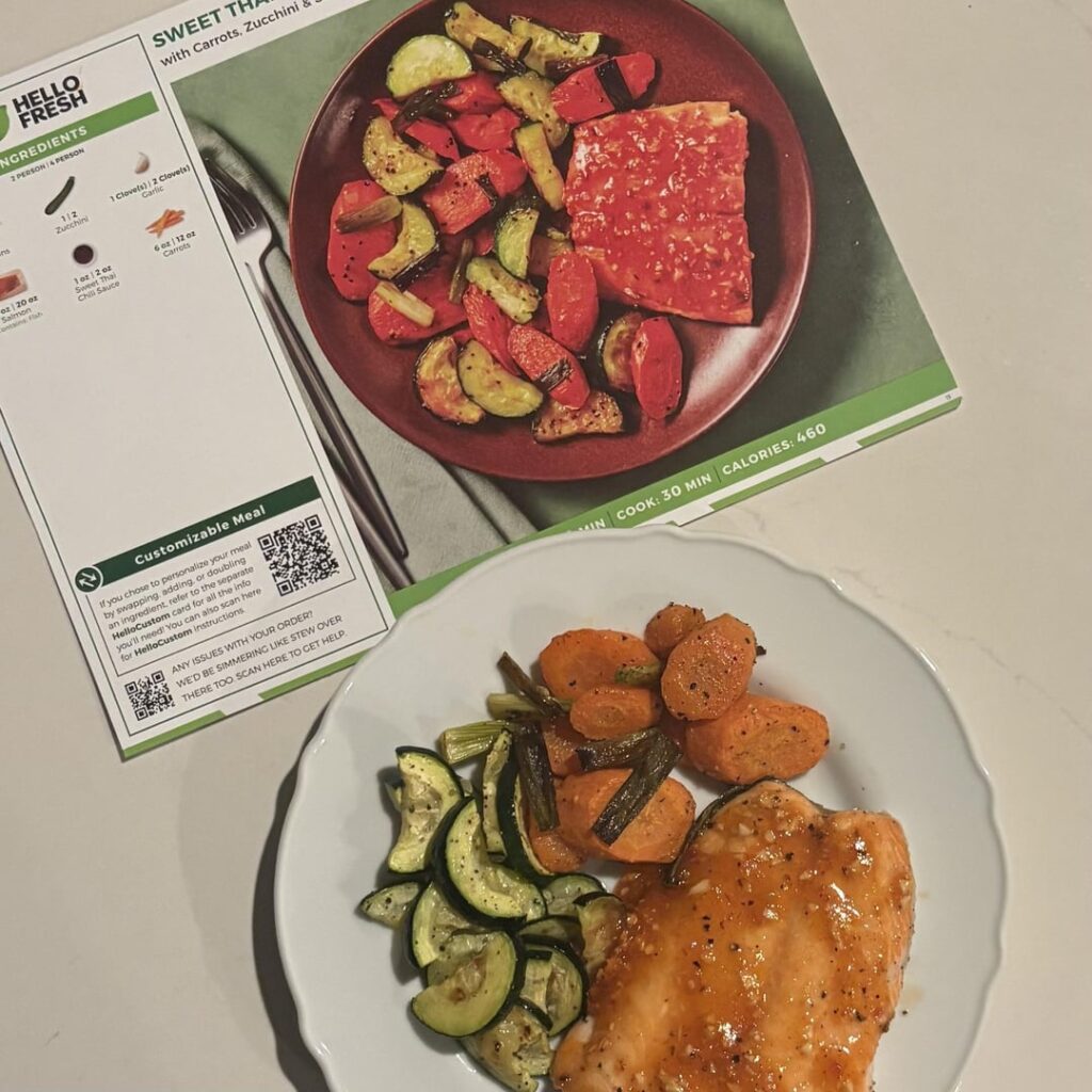 first HF meal- sweet thai chili salmon ! :)