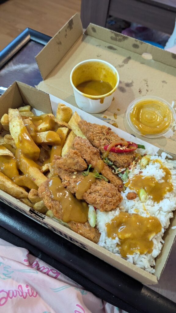 Salt and pepper "chicken" from the chip shop and my first ever vegan baking experiment! (UK)